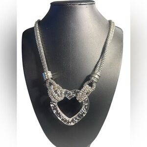 Paparazzi Sparkling Clear Acrylic Heart Pendant Necklace w/Silver Chain, NWT